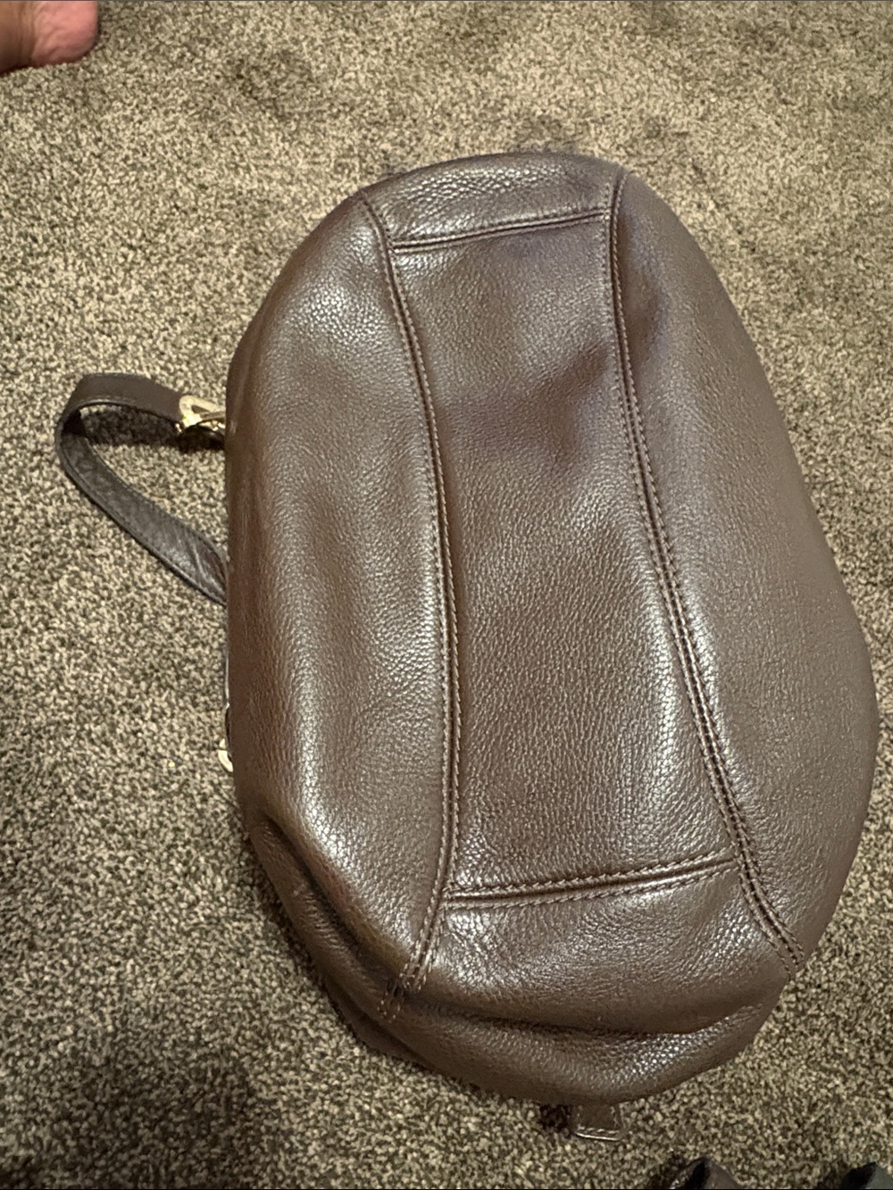 Michael Kors Dark Brown Pebbled Leather Shoulder Hobo with Gold MK Charm - Picture 3 of 16